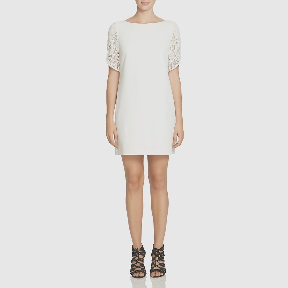 NWT Womens Size 4 Nordstrom Cynthia Steffe Light Cream Tulip Lace Sleeve Dress